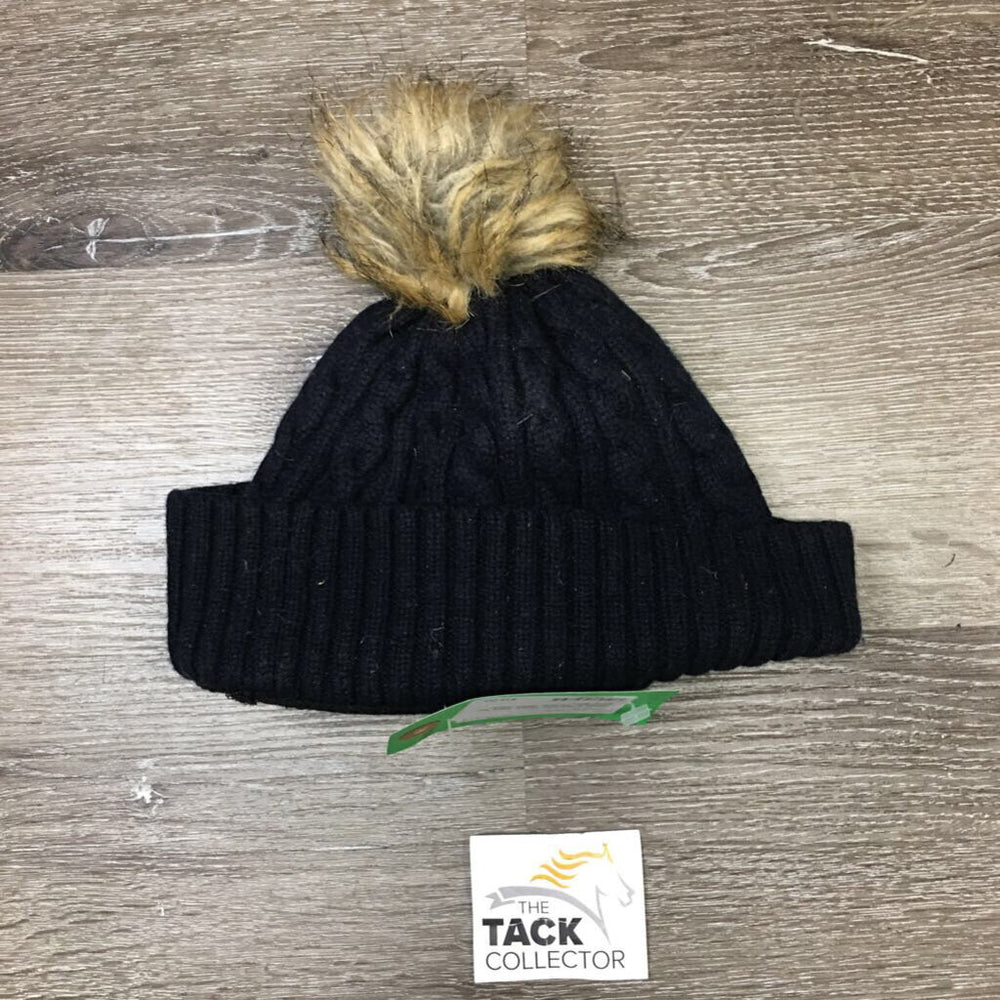 Lined Knit Toque, faux fur Pompom *clumpy, clean, hairy