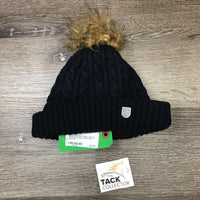 Lined Knit Toque, faux fur Pompom *clumpy, clean, hairy
