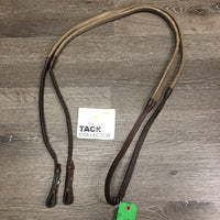 Thick Rsd/FS Rubber Reins *older, dry, dirty, stained/discolored, fair, rubs
