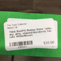 Thick Rsd/FS Rubber Reins *older, dry, dirty, stained/discolored, fair, rubs
