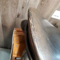 17.5 Adj *set M/W Schleese Ostergaard Dressage Saddle, Brown Vinyl Cover, Xlg Front Changeable Blocks, Wool Flocked, Rear Gusset Panels, Flaps: 17"L x 12" W Serial #: 2658 GOH0900
