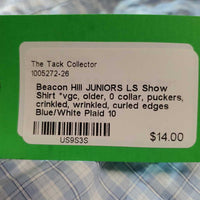 JUNIORS LS Show Shirt *vgc, older, 0 collar, puckers, crinkled, wrinkled, curled edges

