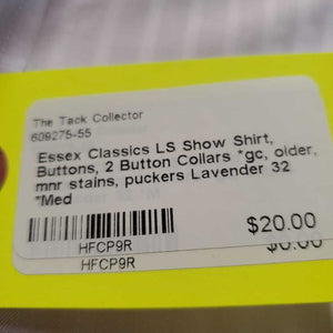 LS Show Shirt, Buttons, 2 Button Collars *gc, older, mnr stains, puckers