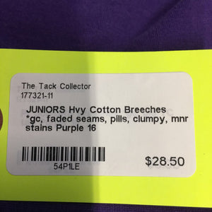 JUNIORS Hvy Cotton Breeches *gc, faded seams, pills, clumpy, mnr stains