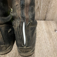 Pr Field Boots, Zips *BROKEN Rt Zip, v.dirty, rubs, rundown heels
