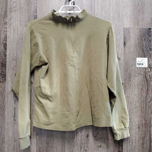 LS Thick Crew Neck Shirt, 1/4 Zip Up *vgc, older, mnr faded & seam puckers