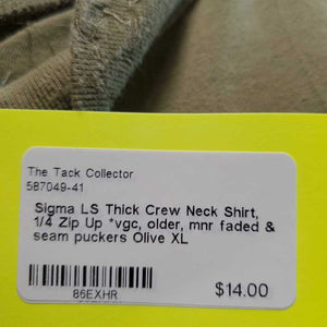 LS Thick Crew Neck Shirt, 1/4 Zip Up *vgc, older, mnr faded & seam puckers