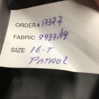 Dressage Show Jacket, Green Plastic Garment Bag *gc, older, hairy, faded/discolored, stains?/dirt
