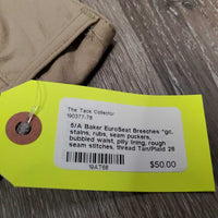 EuroSeat Breeches *gc, stains, rubs, seam puckers, bubbled waist, pilly lining, rough seam stitches, thread
