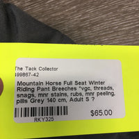 Full Seat Winter Riding Pant Breeches *vgc, threads, snags, mnr stains, rubs, mnr peeling, pills
