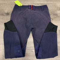 Euro Seat Breeches *gc, v.faded, discolored/stains, undone stitching, mnr dirt, older, stretched knees
