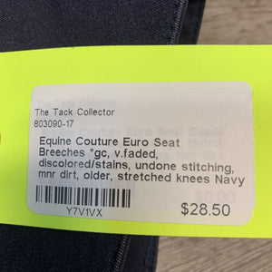 Euro Seat Breeches *gc, v.faded, discolored/stains, undone stitching, mnr dirt, older, stretched knees