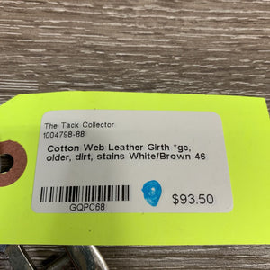 Cotton Web Leather Girth *gc, older, dirt, stains