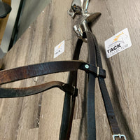 Narrow Headstall *gc, older, creases, scrapes, rough back, 0 laces/screws, rubs
