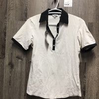 SS Polo Shirt, 1/3 Button Up *older, faded, curled collar edge, seam puckers, gc
