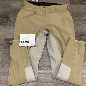 Full Seat Suede Ribbed Breeches *gc, older, seam puckers, seat rubs/pills, hairy velcro