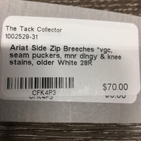 Side Zip Breeches *vgc, seam puckers, mnr dingy & knee stains, older