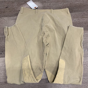 Breeches, Side Zip *gc, older, seam puckers, v.discolored/stained seat & legs, pulled seat seam, puckers, thread