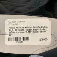 Winter Pull On Riding Tight Breehes *older, hairy, faded, seam puckers, TORN knees
