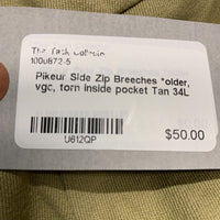 Side Zip Breeches *older, vgc, torn inside pocket