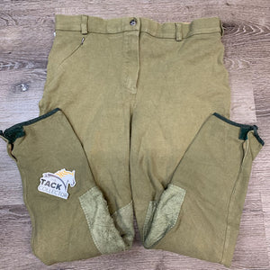 Hvy Cotton Breeches *older, v.clumpy/rubbed knees, seam puckers, seat rubs/pills
