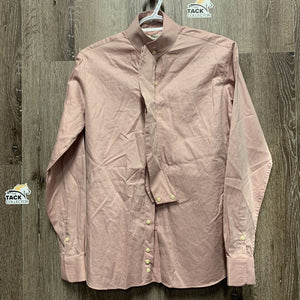 LS Show Shirt, 2 Button Collars *gc, older, seam puckers, crinkles, wrinklles
