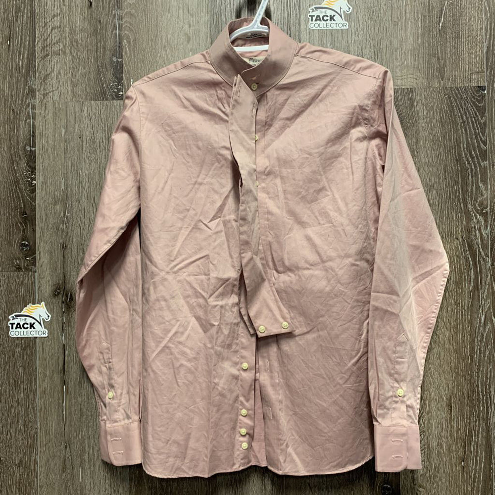 LS Show Shirt, 2 Button Collars *gc, older, seam puckers, crinkles, wrinklles