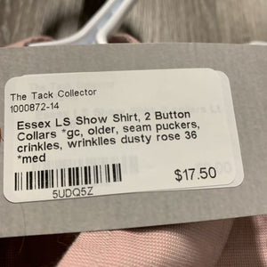 LS Show Shirt, 2 Button Collars *gc, older, seam puckers, crinkles, wrinklles