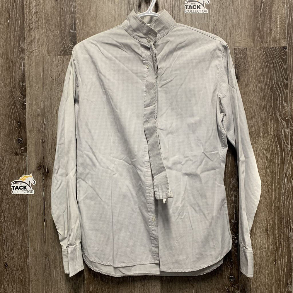 LS Show Shirt, 2 Button Collars *older, seam puckers, crinkles, missing button