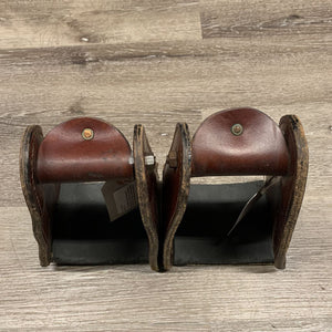 Pr Tall/Wide Leather Endurance Stirrups, foam pad base, Aluminum Bottom *vgc, clean, cracked/chipped pads, rust, scratches