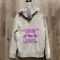 Sweatshirt Hoodie Jacket, Zipper "Riding Friends - Gang" *vgc, mnr pills & stains, dirty/stained cuffs
