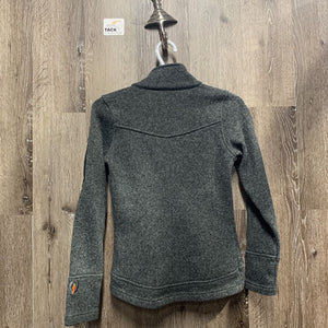 Hvy Fleece Jacket, Zipper *gc, older, cracked/faded label, hairy, v.pilly sleeves & collar