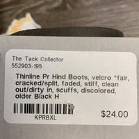 Pr Hind Boots, velcro *fair, cracked/split, faded, stiff, clean out/dirty in, scuffs, discolored, older
