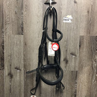 Rsd Padded Monocrown Double Bridle, Crank, Curb Reins *removed flash, vgc, dirt & stain?, loose keepers, creases
