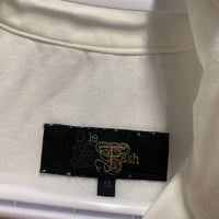 LS Show Shirt, attached Magnetic Collar *gc, stained pits, seam puckers, crinkled, curled edge
