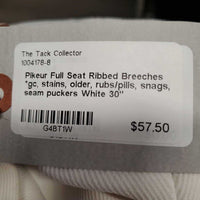 Full Seat Ribbed Breeches *gc, stains, older, rubs/pills, snags, seam puckers