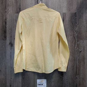 LS Show Shirt, 1 Button Collar *gc, older, seam puckers, crinkled collar