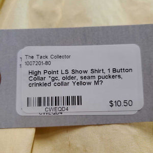 LS Show Shirt, 1 Button Collar *gc, older, seam puckers, crinkled collar