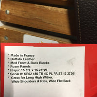 18 M *4.75" CWD SE02 Close Contact, 2 Billet Guards, 58" CWD Stirrup Leathers, CWD Cantle Cover, Red CWD Cover & strap, Med Front & Back Blocks, Foam Panels, Flaps: 15.5"L x 15.25"W Serial #: SE02 180 TR 4C PL PA ST 13 27261
