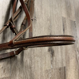 Rsd Narrow Bridle, Braided Reins *gc, stiff, dry, creases, scraped edges, snug keepers, rough back, twists