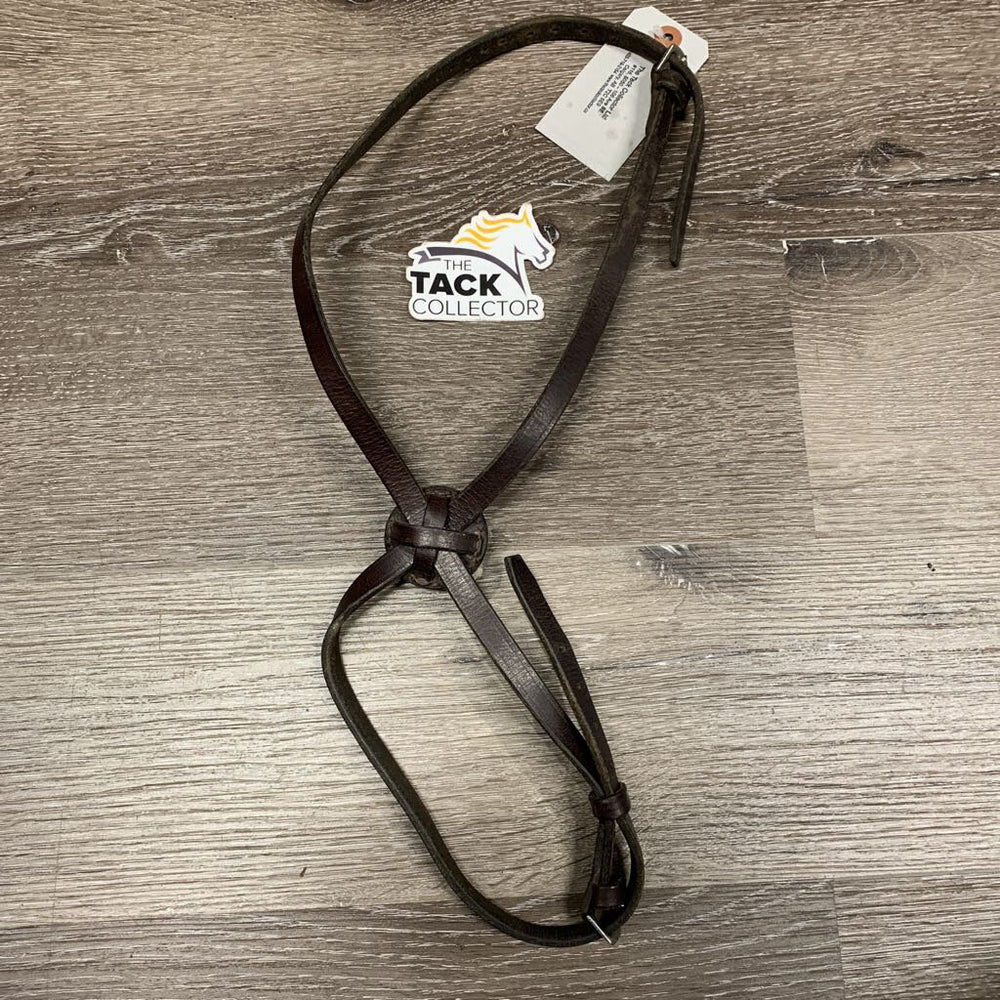 Flat Leather Figure 8 Noseband ONLY, fleece *0 Crownpeice, fair, dirt, scrapes, loose & missing keepers, xholes, rubs, creases, thin fleece