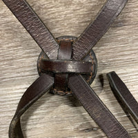Flat Leather Figure 8 Noseband ONLY, fleece *0 Crownpeice, fair, dirt, scrapes, loose & missing keepers, xholes, rubs, creases, thin fleece