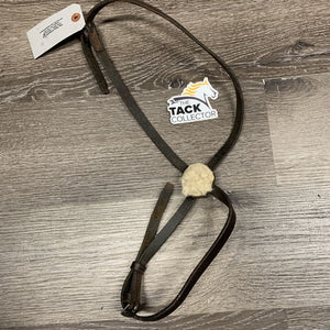 Flat Leather Figure 8 Noseband ONLY, fleece *0 Crownpeice, fair, dirt, scrapes, loose & missing keepers, xholes, rubs, creases, thin fleece