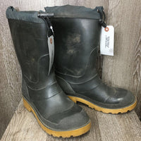 MENS Pr Hvy Rubber Boots, Pr Insulated liners, drawstring top *gc, dirty, scratches, scuffs, v.clumpy liners
