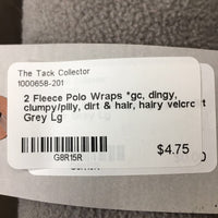 2 Fleece Polo Wraps *gc, dingy, clumpy/pilly, dirt & hair, hairy velcro
