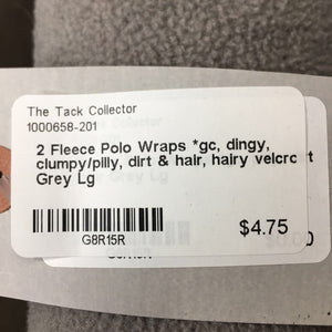 2 Fleece Polo Wraps *gc, dingy, clumpy/pilly, dirt & hair, hairy velcro