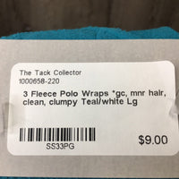 3 Fleece Polo Wraps *gc, mnr hair, clean, clumpy
