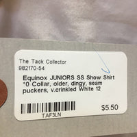 JUNIORS SS Show Shirt *0 Collar, older, dingy, seam puckers, v.crinkled
