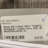 SS V-Neck Shirt "Calgary Stampede" *faded, hairy, pilly, gc
