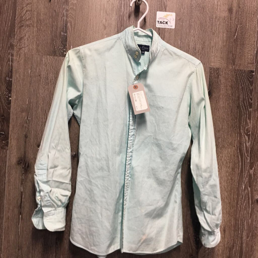 LS Show Shirt *0 collar, older, seam puckers, collar stains